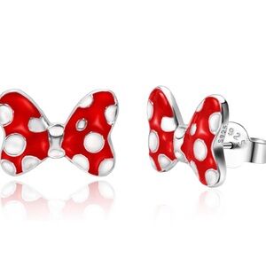 Minnie Mouse Red and White Polka Dot Bow Earrings